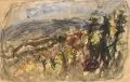 Horst Leifer, Blick in die Ferne. 1970er-1990er Jahre, Aquarell auf bräunlichem Papier
