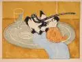 Egon Pukall, Stillleben mit Pfeife, Wohl 1964, Farbmonotypie