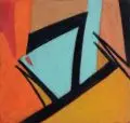 Susanne Voigt, Räumliche Komposition, 1991, Farbige Pastellkreidezeichnung auf Velourspapier