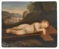 Cristofano Allori, Gesù bambino addormentato sulla croce, Öl auf dünner Zinktafel