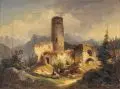 Hermann Lungkwitz, Burgruine in den Alpen, 1848, Öl auf Leinwand