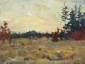 Paul Leuteritz, (zugeschr.), Abendstimmung am Waldrand. Wohl Frühes 20. Jh, Öl auf Leinwand