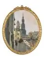 Gotthardt Kuehl, Dresden – Brühlsche Terrasse mit Hofkirche und Hausmannsturm, Um 1910, Gouache und Öl über schwarzer Kreide auf ockerfarbenem Karton