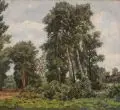 Wilhelm Legler, Vor dem Gehöft (wohl Marchfeld bei Wien), 1937, Öl auf Leinwand