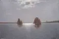 Alexander Reich-Staffelstein, Segelboote vor der holländischen Küste im Mondschein. Wohl um 1920, Öl auf Leinwand