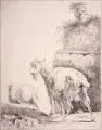 Johann Heinrich Roos, (nach), Charles Echard, Deckblatt zu einer Folge von Tierdarstellungen. 1763– 1788