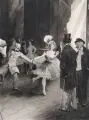 Oskar Bluhm, Im Theater, 1899, Aquarell in Grisailletechnik, weiß gehöht, auf Karton