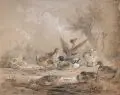 Ernst Hasse, Enten am Wasser, Um 1850, Bleistiftzeichnung, aquarelliert, auf Karton