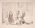 Moritz von Schwind, Gnomen vor der Zehe der Bavaria, Nach 1850, Radierung auf kräftigem Kupferdruckpapier