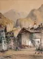 Hermann Moritz Wunderlich, Hermann Wunderlich, Alpendorf mit Brunnen, 1897, Aquarell und Gouache auf leicht strukturiertem, kräftigen Papier