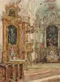 Fritz Beckert, Interieur der Schlosskirche der Residenz Ellingen, 1933, Aquarell