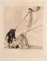 Richard Müller, Auf der Schaukel, 1922, Radierung mit Plattenton auf feinem, chamoisfarbenem Bütten