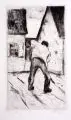 Lesser Ury, Grabender Bauer, Um 1920, Radierung auf feinem Japan