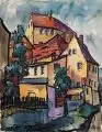 Werner Hitzer, Häuser in Meissen (?). 2. H. 20. Jh, Aquarell auf festem Papier