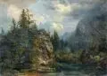Bernhard Mühlig, Alpenlandschaft mit erlegtem Wild (Wettersteingebirge?), 1858, Öl auf Leinwand