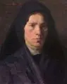 Wilhelm Ueberrueck, Bildnis einer Frau in schlesischer (?) Tracht, 1925, Öl auf Leinwand, ungespannt