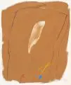Horst Hirsig, Weiße Feder auf Braun, 1990, Acryl auf Kupferdruckpapier