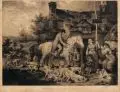 William Ward, Outside of a Country Alehouse, 1797, Mezzotinto auf Bütten nach einem Gemälde von James Ward