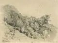 Josef Willroider, Gemona Maniaglia, 1882, Bleistiftzeichnung auf grünlichem Papier