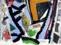 Veit Hofmann, Abstraktion, 2000, Collage (verschiedene Papiere, teils bedruckt) und Mischtechnik (Gouache und Wachskreide) auf Bütten