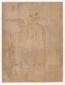 Günter Horlbeck, Alter Dresdener Kunstverein, 1981, Farbradierung in Braun und Hellgrün auf kräftigem "Hahnemühle"-Bütten