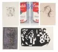 Ursula Bankroth, Verschiedene, zumeist Dresdner Künstler, 23 Neujahrsgrüße sowie Gelegenheits- und Kleingrafiken. Zumeist 1980er Jahre, Verschiedene Techniken , darunter Zeichnungen, Lithografien, Collagen, Serigrafien, Radierungen, Linolschnitte, Holzschnitte und Mischtechniken auf verschiedene