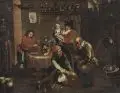 David Teniers d.J., (nach), Behandlung eines Fußkranken in einer Baderstube, Nach 1760, Öl auf grober Leinwand
