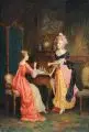 Constant Freiherr Byon, Zwei Rokoko-Damen im Salon. Wohl spätes 19. Jh, Öl auf Leinwand