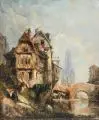 (zugeschr.), Wäscher am Fluss. 1830er Jahre by Eugène Isabey, Öl auf Leinwand, offered Jun 2021