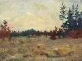 Paul Leuteritz, (zugeschr.), Abendstimmung am Waldrand. Wohl Frühes 20. Jh, Öl auf Leinwand
