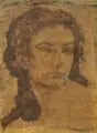 Hans Unger, Frauenkopf. Wohl um 1920, Öl auf Hartfaser