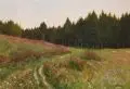 Ernst Frommhold, Abendstimmung im Schwarzwald (?). Wohl frühe 1950er Jahre, Öl auf Hartfaser