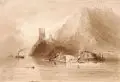 William Henry Bartlett, Castle of Wissegraad, 1842, Pinselzeichnung in Tusche