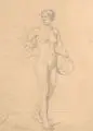 Carl Gottlieb Peschel, (zugeschr.), Fünf Aktstudien. 19. Jh, Bleistiftzeichnungen, partiell sparsam weiß gehöht, auf verschiedenen Papieren