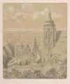 Rudolf Gebhardt, Pirna vom Schloßberg, Bleistiftzeichnungen und Radierung auf verschiedenen Papieren. a) "Pirna vom Schloßberg"