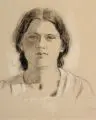 Rudolf Köselitz, Hanna Köselitz, 1906, Kohlestiftzeichnung, weiß gehöht, auf ockerfarbenem Maschinenbütten mit Wasserzeichen "DU&T"