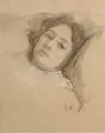 Fritz Stotz, Portrait einer jungen Frau, Wohl 1910, Kohlestiftzeichnung, weiß gehöht, auf leichtem, hellgrauen Karton