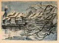 Alfred Teichmann, Rheinfelden im Winter, Farblithografie / Radierung