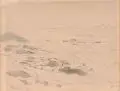 Hans Thoma, Rapallo, 1907, Bleistiftzeichnung und Kohlestift auf bräunlichem Papier
