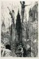 Über den Dächern der Stadt I by Claus Weidensdorfer, 1999, Radierung, offered Jun 2021