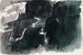 Michael Wirkner, Kreuz am Meer, 1998, Aquarell auf Büttenkarton