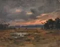Johannes Tavenraat, Deutscher Maler, Landschaft. Spätes 19. Jh, Öl auf Malpappe