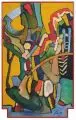 Jochen Rohde, Der Bogen und der Narr, 1991, Öl auf Sperrholz