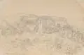 Friedrich Eisenlohr, Civitella im Sabiner Gebürg bei Rom, 1827, Bleistiftzeichnung