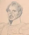 Wilhelm von Kügelgen, Porträt des Oberstleutnant Hans Gottlob von Kirchbach. 1830er Jahre, Bleistiftzeichnung, sparsam weiß gehöht, auf ockerfarbenem Papier