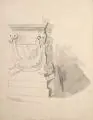 August Richter, (zugeschr.), Studienblatt mit Postament. 19. Jh, Pinselzeichnung in grauer Tusche, laviert, auf Bütten mit angeschnittenem Wasserzeichen (Leuven)