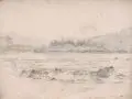 Albert Zimmermann, Deutscher Zeichner, Sechs Landschaftsdarstellungen. 19. Jh, Bleistiftzeichnungen auf verschiedenen Papieren