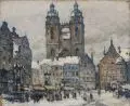 Gerhard Graf, Wittenberg – Blick auf den Marktplatz mit Stadtkirche und Lutherdenkmal. Wohl um 1930, Öl auf Leinwand