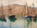 Eduard Krause-Wichmann, Sommer im Hafen von Hammerfest (Norwegen), Um 1910, Öl auf Leinwand