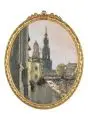 Gotthardt Kuehl, Dresden – Brühlsche Terrasse mit Hofkirche und Hausmannsturm, Um 1910, Gouache und Öl über schwarzer Kreide auf ockerfarbenem Karton